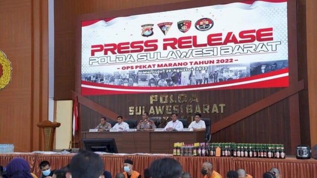Polda Sulbar ungkap 61 Kasus dengan 112 Pelaku Kriminal dalam Ops Pekat Marano 2022 (Foto: Istimewa) 