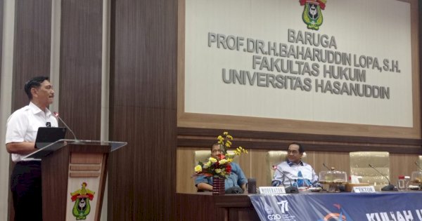 Kuliah Umum di FH Unhas, Luhut Paparkan Pertumbuhan Ekonomi Bidang Ekspor