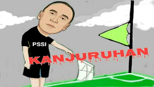 Bendera Setengah Tiang di Stadion Kanjuruhan Malang