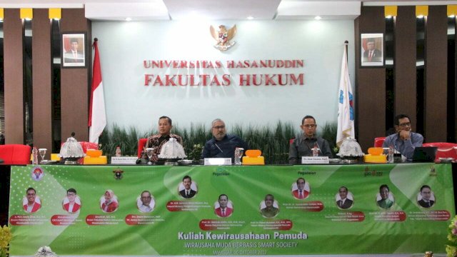 FH Unhas Gelar Kuliah Kewirausahaan Pemuda Berbasis Smart Society Kerjasama Kemenpora RI