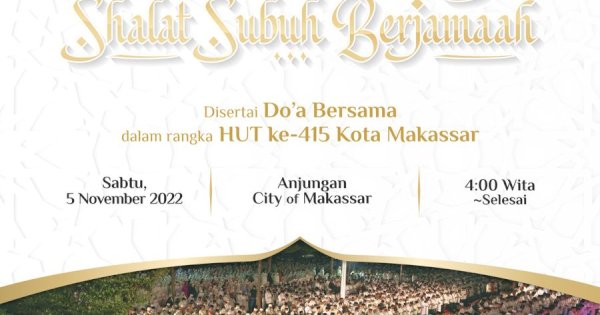 Rangkaian HUT 415 Makassar, Wali Kota Ajak Shalat Subuh Berjamaah di Anjungan