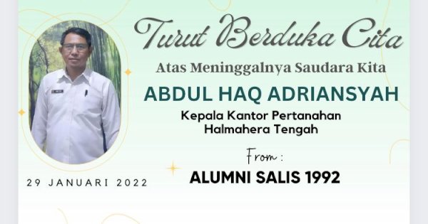 Kepala BPN Halmahera Tengah Wafat, Kolega dari Gowa Ucapkan Belasungkawa