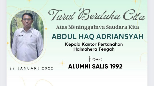 Kepala BPN Halmahera Tengah Wafat, Kolega dari Gowa Ucapkan Belasungkawa