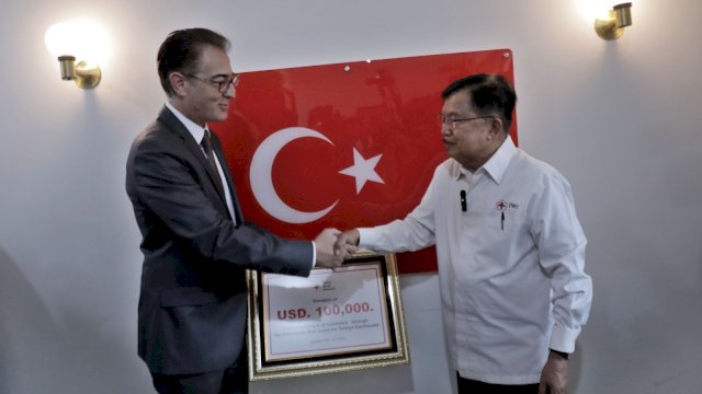 Ketua PMI M Jusuf Kalla (JK) mengajak bangsa Indonesia ikut bantu korban gempa Turki & Suriah. Ist