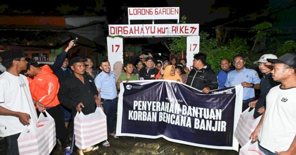 Gercep, Perumda Air Minum Makassar Serahkan Bantuan Korban Banjir