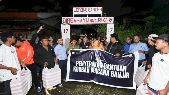 Gercep, Perumda Air Minum Makassar Serahkan Bantuan Korban Banjir