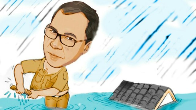 Karikatur Banjir Makassar (Dodi Budiana/harian.news)