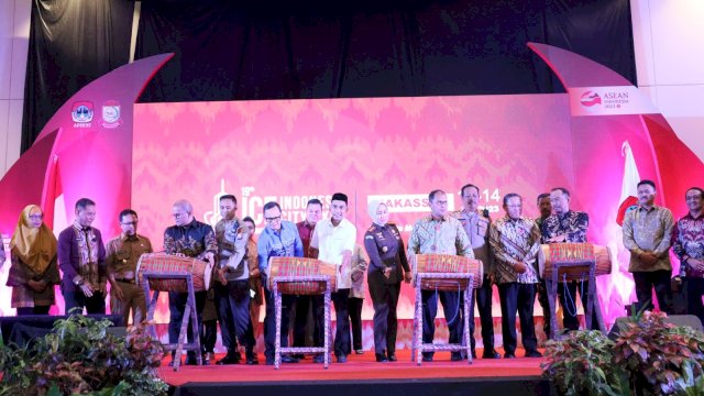 Launching 19th Indonesia City Expo (ICE); Pameran Promosi Kota se-Indonesia 2023, berlangsung di Hotel Claro Makassar, Selasa, (28/03).