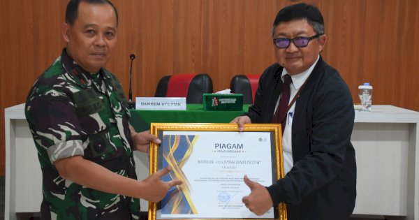 Korem 072/Pamungkas Satker Terbaik Akselerasi Sertifikasi PPK dan PPSPM