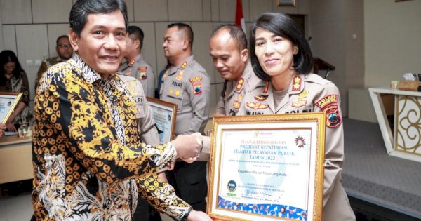Kapolres Magelang Kota Terima Predikat Kepatuhan Standar Pelayanan Publik dari Ombudsman RI