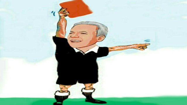 Karikatur Gubernur Jateng Ganjar Pranowo tolak keikutsertaan Timnas Israel (Dodi/harian.news)