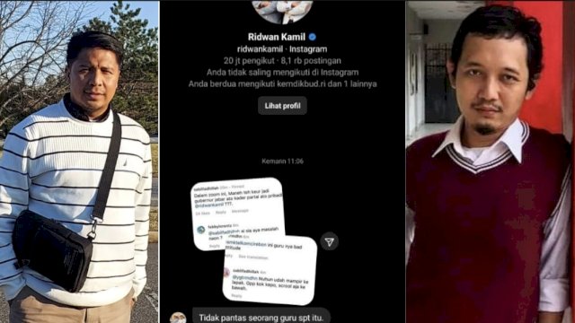 Satriwan Salim, Kordinator Nasional P2G (kiri), dan Guru yang dipecat Muh Sabil (kanan sudut). Ist