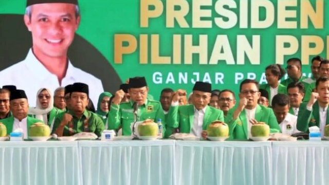 PPP Umumkan mengusung Ganjar Pranowo sebagai Capres 2024. Foto: Twitter@kakekhalal 