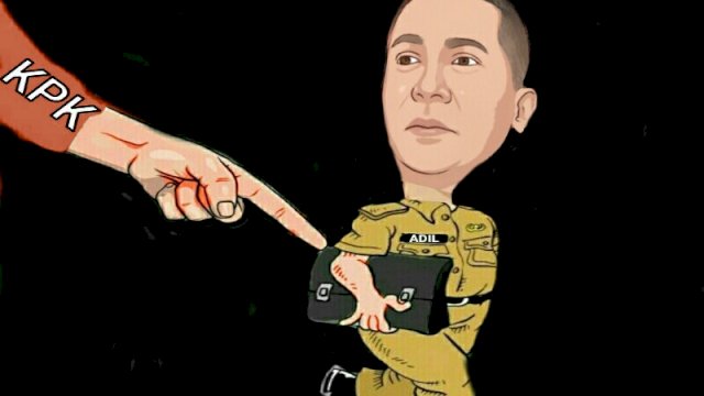Karikatur Bupati Meranti Muhammad Adil terjaring OTT KPK (Dodi/harian.news)