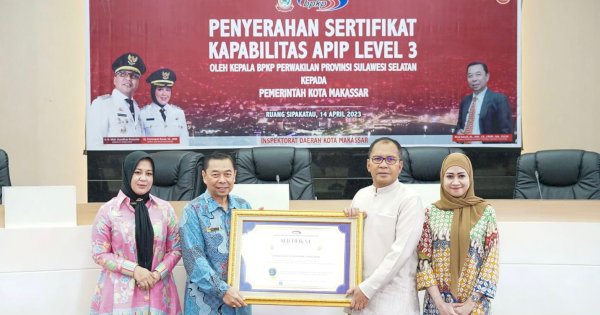 Selamat, Pemkot Makassar Raih Sertifikat Kapabilitas APIP Level 3