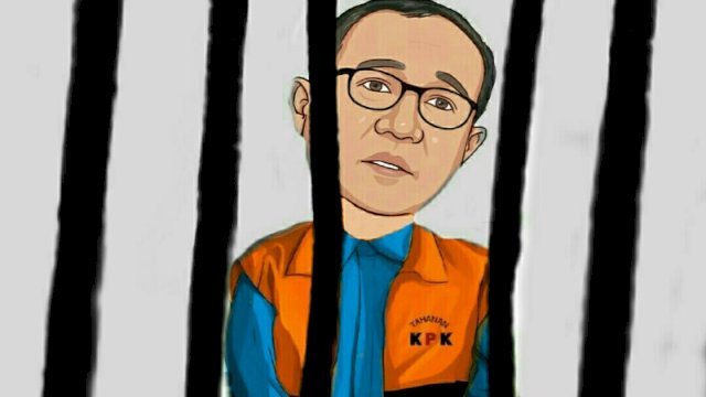 Karikatur Rafael Alun Trisambodo ditahan KPK (Dodi/harian.news)