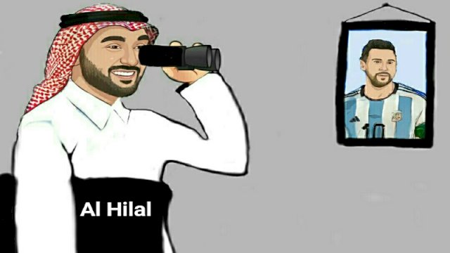Karikatur Al Hilal siap merekrut Lionel Messi (Dodi/harian.news)