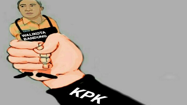 Karikatur Wali Kota Bandung tersangka kasus korupsi (Dodi/harian.news)
