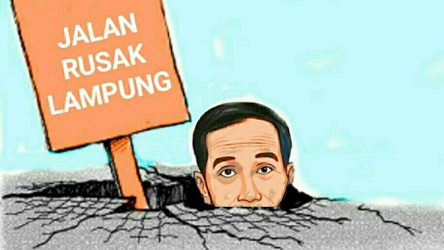 Karikatur Presiden Jokowi tinjau jalan rusak di Lampung (Dodi/harian.news)