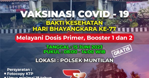Sambut HUT Bhayangkara, Polresta Magelang Gelar Bakti Kesehatan Vaksin Covid-19