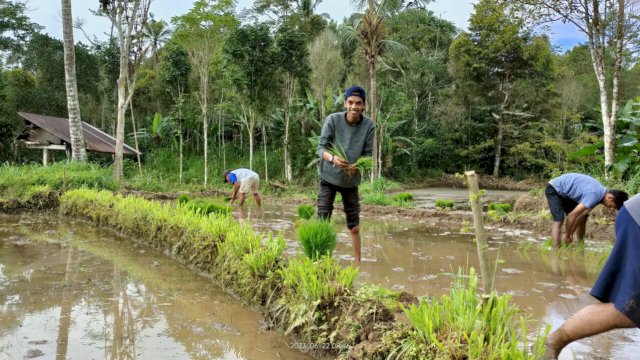 Wadir Harianews Nusantara Group saat Mattaneng bersama petani Dusun Assipettungnge Desa Kambuno. Foto:harian.news [pribadi] 