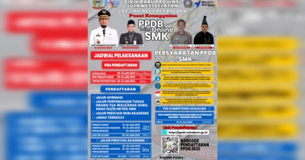 SMKN 1 Palopo Buka PPDB Online, Berikut Jurusan dan Kuota Siswa yang Akan Diterima