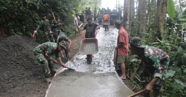 Capaian Pengerjaan Fisik TMMD Reguler 117 di Desa Ngargosari Kulonprogo 50 Persen