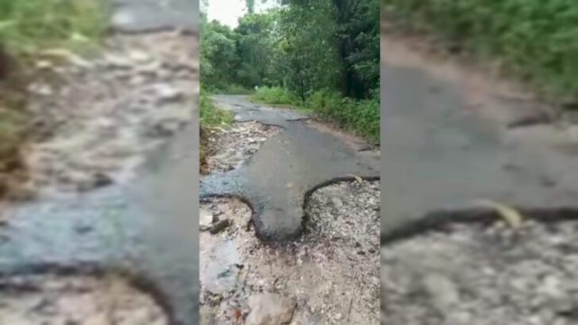 Jalan penghubung desa Bontomasunggu dan Desa Tondong Bua yang rusak parah. Foto:Istimewa 