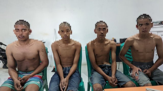Kawanan Curanmor yang berhasil dibekuk Reskrim Polsek Bulukumpa. Dari kiri MAL, MAB, DA & AL. Foto: dokumen harian.news