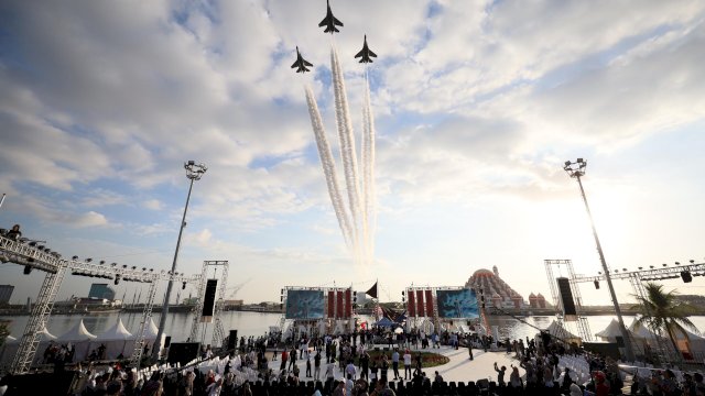 Atraksi flypass dari TNI Angkatan Udara Lanud Sultan Hasanuddin membuka rangkaian Makassar International Eight Festival and Forum atau Makassar F8, Rabu (23/8/2023).