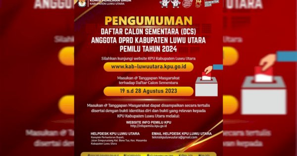 Tiga Bacaleg Ditolak, KPU Luwu Utara Tetapkan 372 Nama dalam DCS