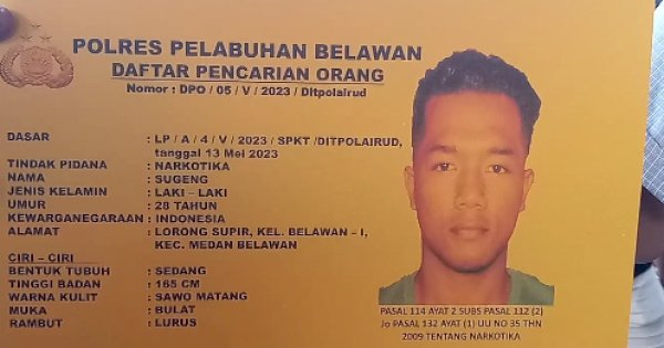 Polres Pelabuhan Belawan Buru Bandar Narkoba yang Masuk DPO