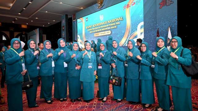 Pj Ketua TP PKK Takalar bersama TP PKK Sulsel dalam Rakornas PKK 2023.Foto:ist