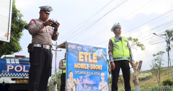 Lagi, Ditlantas Polda Jateng Uji Coba Tilang ETLE Drone