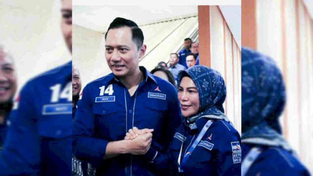 Ketua Umum Demokrat AHY bersama Ketua DPC Demokrat Gowa Rismawati Kadir Nyampa. Foto: ist