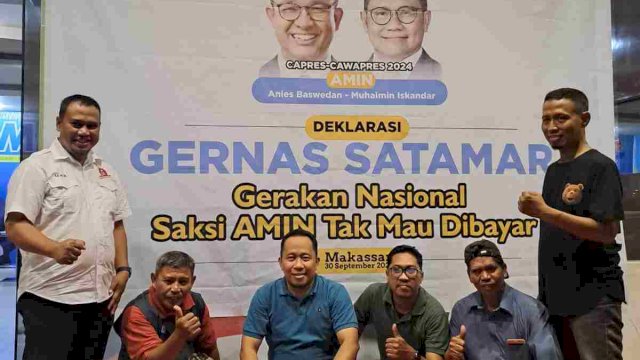 KoReAn deklarasikan Gerakan Nasional Saksi AMIN Tak Mau Dibayar (GERNAS SATAMAR) di Makassar. Foto:ist