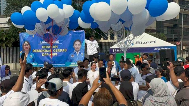 Deklarasi Gerakan Demokrasi Cerdas DPP KNPI bersama sejumlah elemen di Bundaran HI, Minggu (8/10).Foto:Ist 