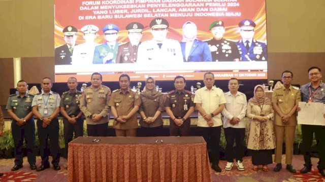 Pj Bupati Takalar Dr Setiawan Aswad hadiri Rakor Forkopimda Sulsel terkait suksesnya Pemilu 2024. Foto:Ist 