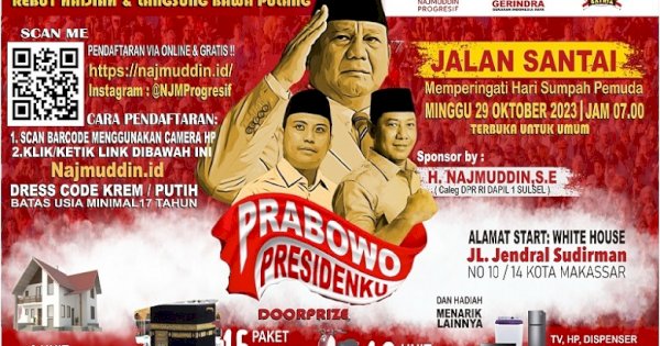 Jalan Santai Sumpah Pemuda-NJM di Makassar Mendekati 500 Ribu Pendaftar, Ingin Pecahkan Rekor MURI