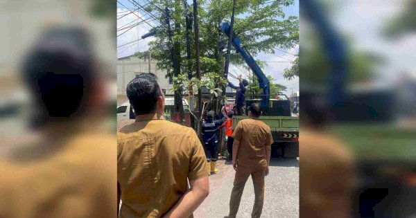 Penertiban Tiang Kabel FO Ilegal di Kota Makassar, 7 Tiang Dicabut