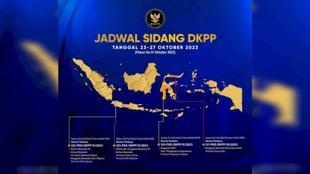 Jadwal sidang DKPP, Jumat (27/10), sidang dugaan pelanggaran Kode Etik Penyelenggara Pemilu oleh anggota KPU Pangkep. Foto:instagram@dkpp_ri 
