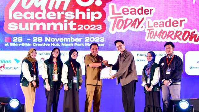 PJ Gubernur Sulsel Bahtiar Baharuddin hadir dalam Makassar Leadership Summit 2023.