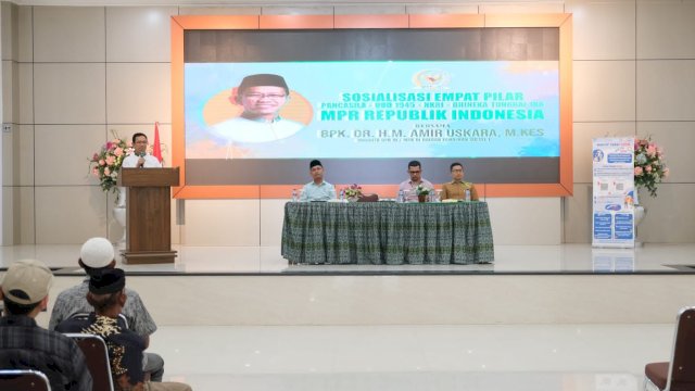 Ketua Fraksi PPP DPR RI yang juga Wakil Ketua Komisi XI, Amir Uskara menjadi pembicara utama dalam kegiatan "Sosialisasi Empat Pilar MPR RI" di Aula Pallantikang, Kabupaten Gowa, Kamis (27/7/2023).