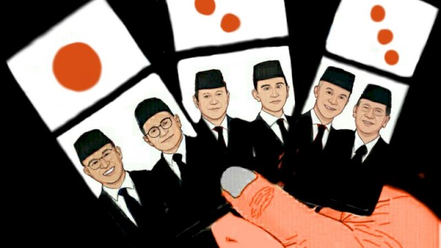 Karikatur nomor urut capres dan cawapres dalam Pilpres 2024 (Dodi/harian.news)