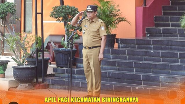 Camat Benyamin Pimpin Apel Pagi di Halaman Kantor Kecamatan Biringkanaya