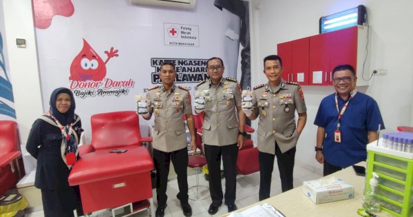 Kehormatan Bagi PMI Makassar, Tiga PJU Polda Sulsel Sambangi PMI Untuk Donor Darah
