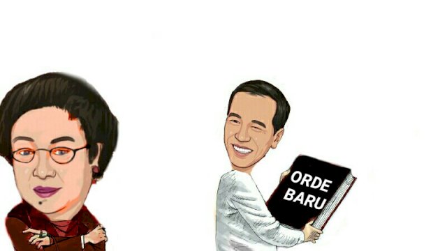 Karikatur Megawati Soekarnoputri bersama Presiden Jokowi (Dodi/harian.news)