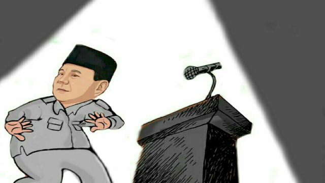 Karikatur Capres Prabowo Subianto joget gemoy (Dodi/harian.news)