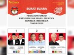 Penampilan Paslon Tampak Menarik, Begini Desain Surat Suara Pilpres 2024