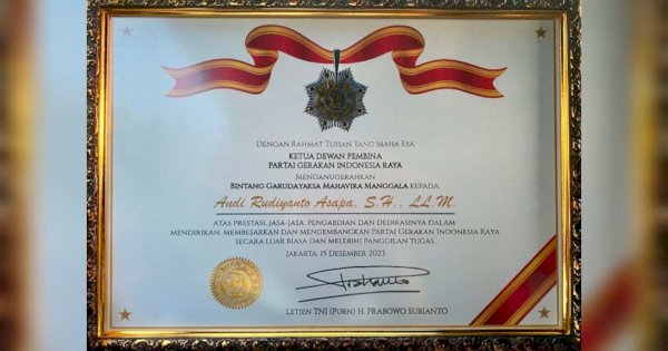 Penghargaan Spesial dari Prabowo untuk Almarhum Andi Rudiyanto Asapa